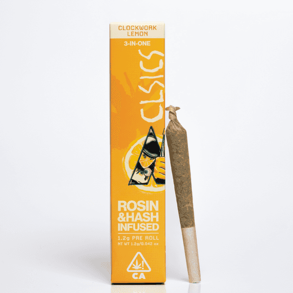 CLSICS Trifecta 1.2g Rosin Hash Preroll Sativa Clockwork Lemon