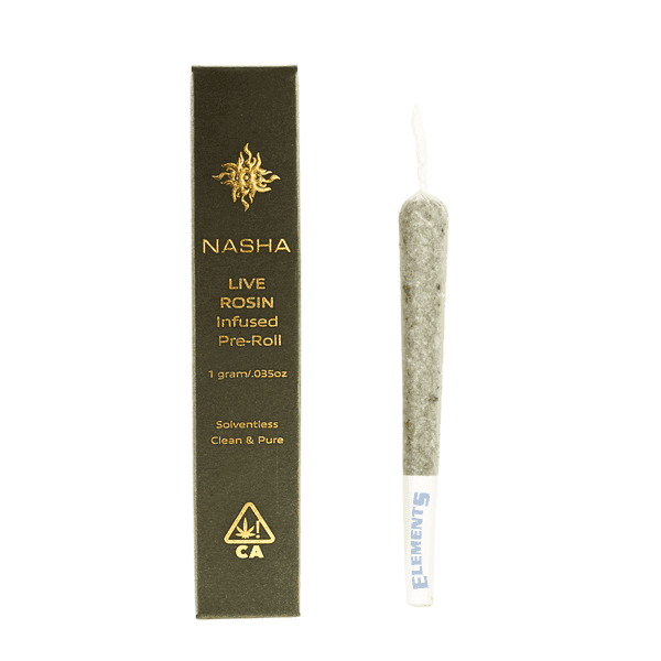 Nasha Live Rosin Infused 1g Preroll Hybrid ICC x Modified Bananas