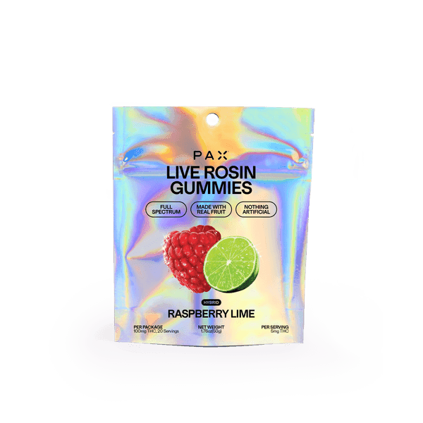 PAX Live Rosin Gummies Hybrid Raspberry Lime
