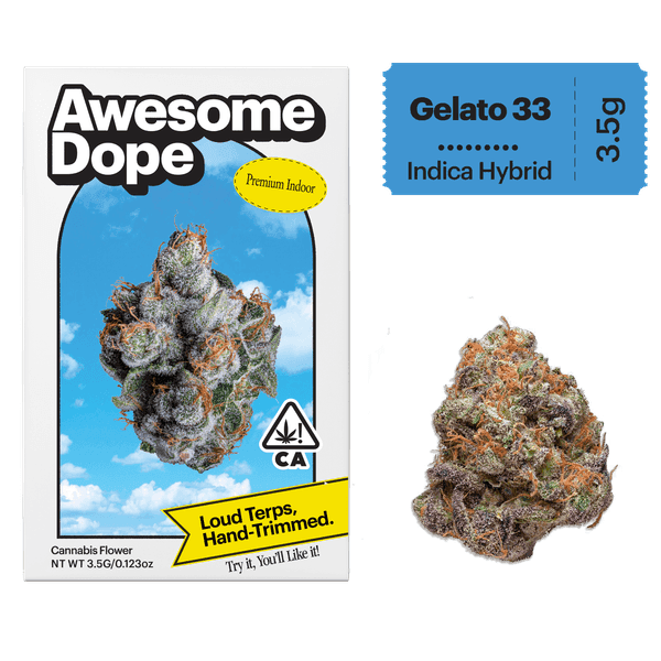 Awesome Dope Indoor Flower 3.5g Indica Hybrid Gelato 33