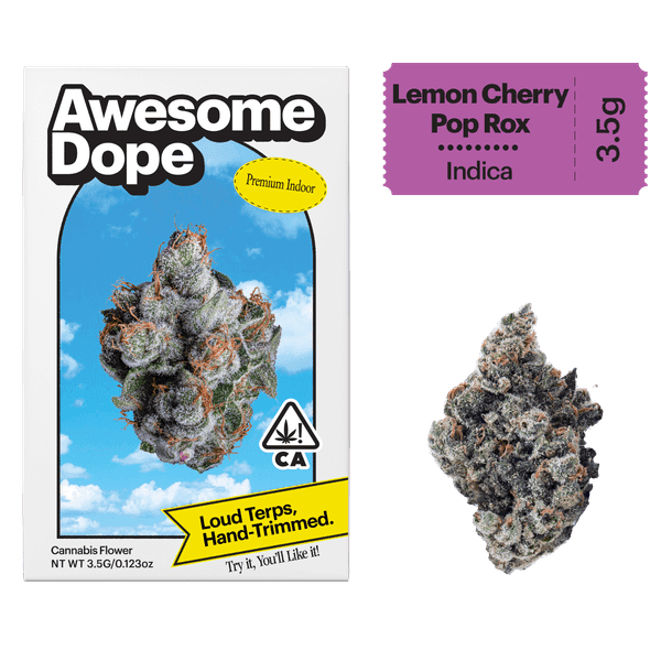 Awesome Dope Indoor Flower 3.5g Indica Lemon Cherry Pop Rox