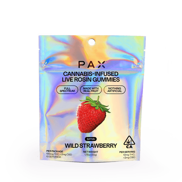 PAX Live Rosin Gummies Sativa Wild Strawberry