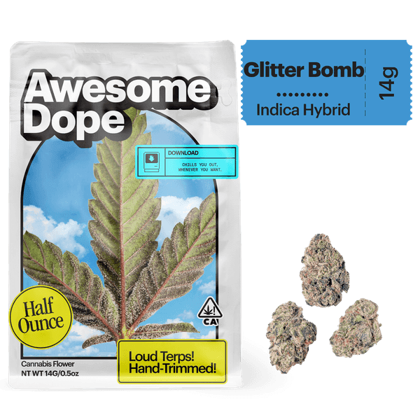 Awesome Dope Smalls Flower 14g Indica Hybrid Glitter Bomb
