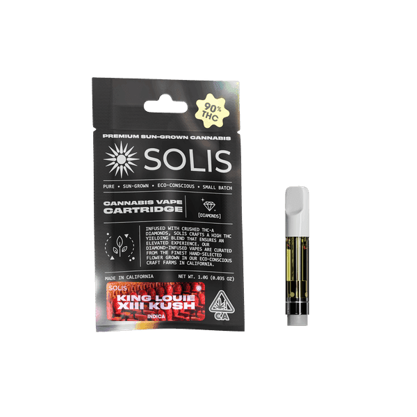Solis Diamond Enhanced Cartridge 1g Indica King Louie XIII Kush