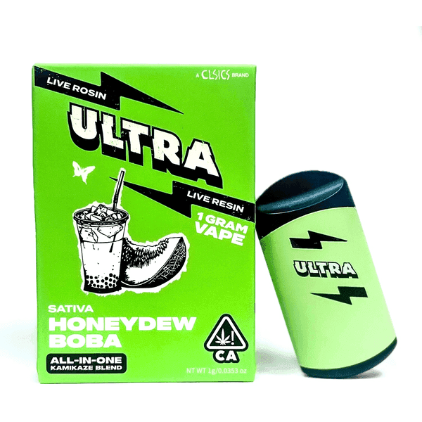 Ultra Live Rosin and Live Resin All-In-One Cartridge 1g Sativa Honeydew Boba