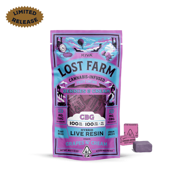 Lost Farm Chews Berries & Cream Grapes N Cream CBG 10:10