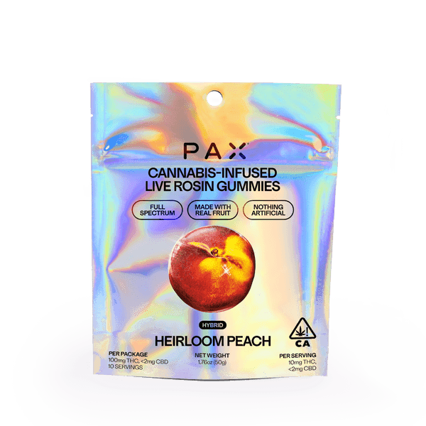PAX Live Rosin Gummies Hybrid Heirloom Peach
