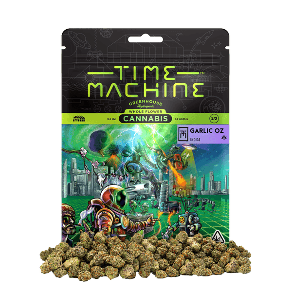 Time Machine Flower 14g Indica Garlic OZ 8ct