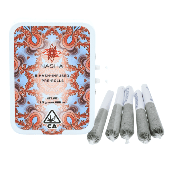 Nasha 5pk Hash Infused Preroll Sativa Clementine x Moroccan Peaches