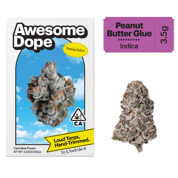 Awesome Dope Indoor Flower 3.5g Indica Peanut Butter Glue