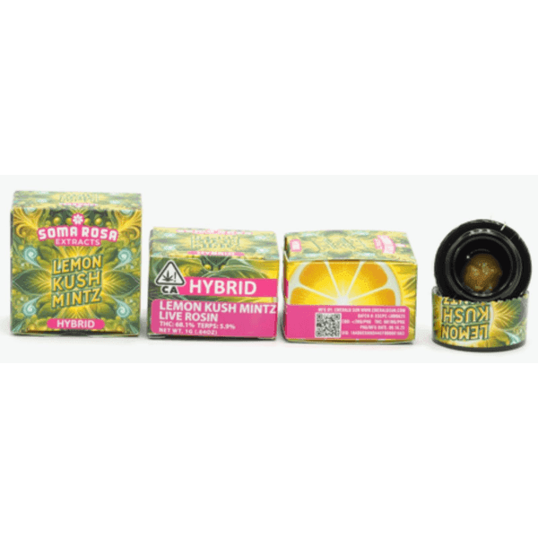 Soma Rosa Live Rosin 1g Hybrid Lemon Kush Mintz