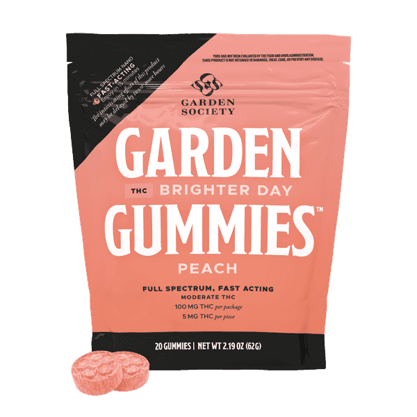 Garden Society Gummy Sativa Peach 100mg 20pk
