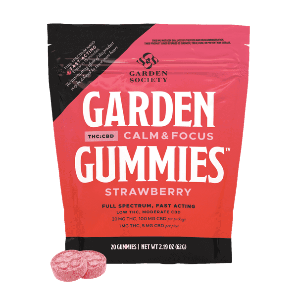 Garden Society Gummy Hybrid Strawberry 1:5 THC:CBD 20mg 20pk
