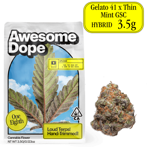 Awesome Dope Flower 3.5g Sativa Hybrid Gelato 41 x Thin Mint GSC