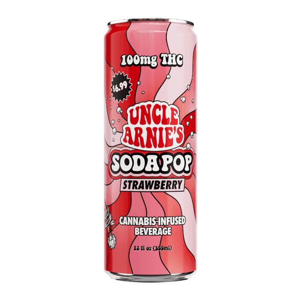 Uncle Arnie's Beverage 12oz Strawberry Soda 100mg 12pk